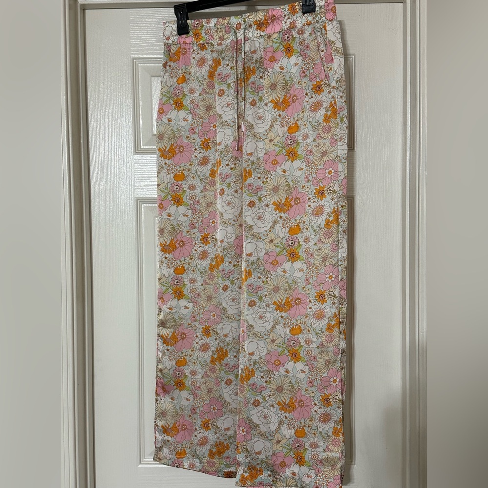 Olivaceous polyester floral print pants NWT